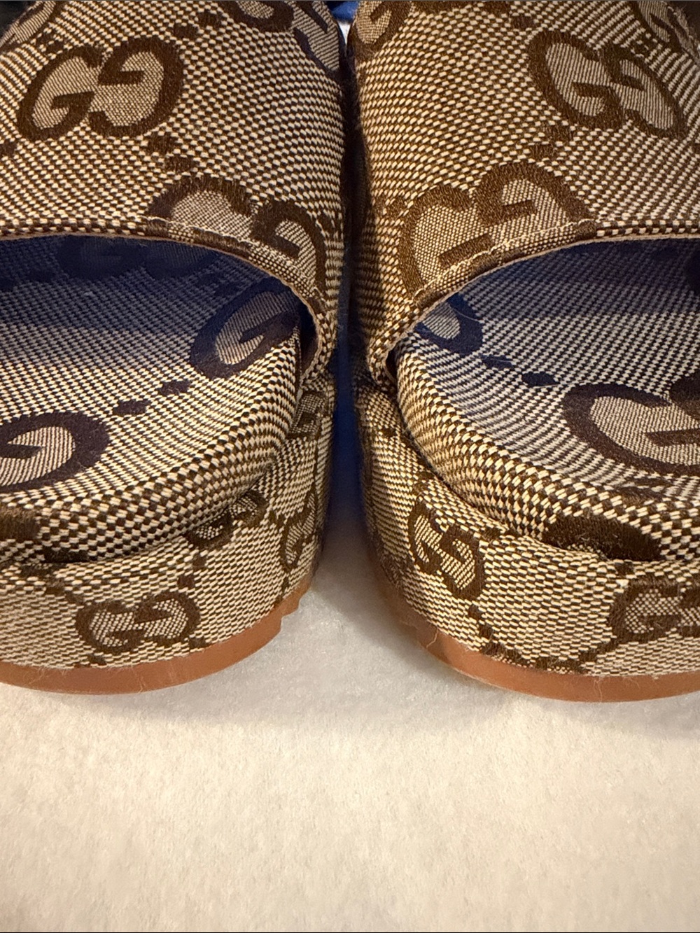 Gucci Beige and Brown GG Canvas Slide Mules 8.5 39 - Picture 3 of 7
